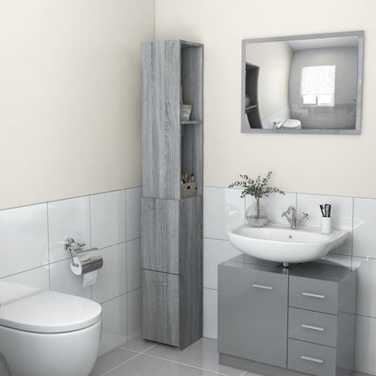 Armadietto Bagno Grigio Sonoma 25x26,5x170 cm Legno Multistrato - homemem39