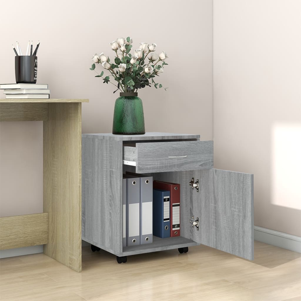 Armadietto con Ruote Grigio Sonoma 45x38x54cm Legno Multistrato - homemem39