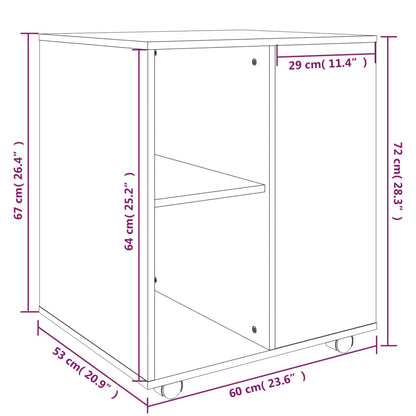 Armadietto con Ruote Grigio Sonoma 60x53x72cm Legno Multistrato - homemem39