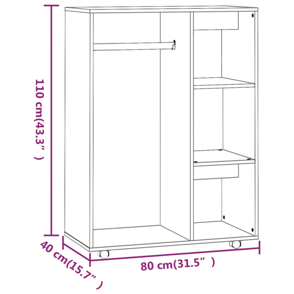 Armadio Grigio Sonoma 80x40x110 cm in Legno Multistrato - homemem39