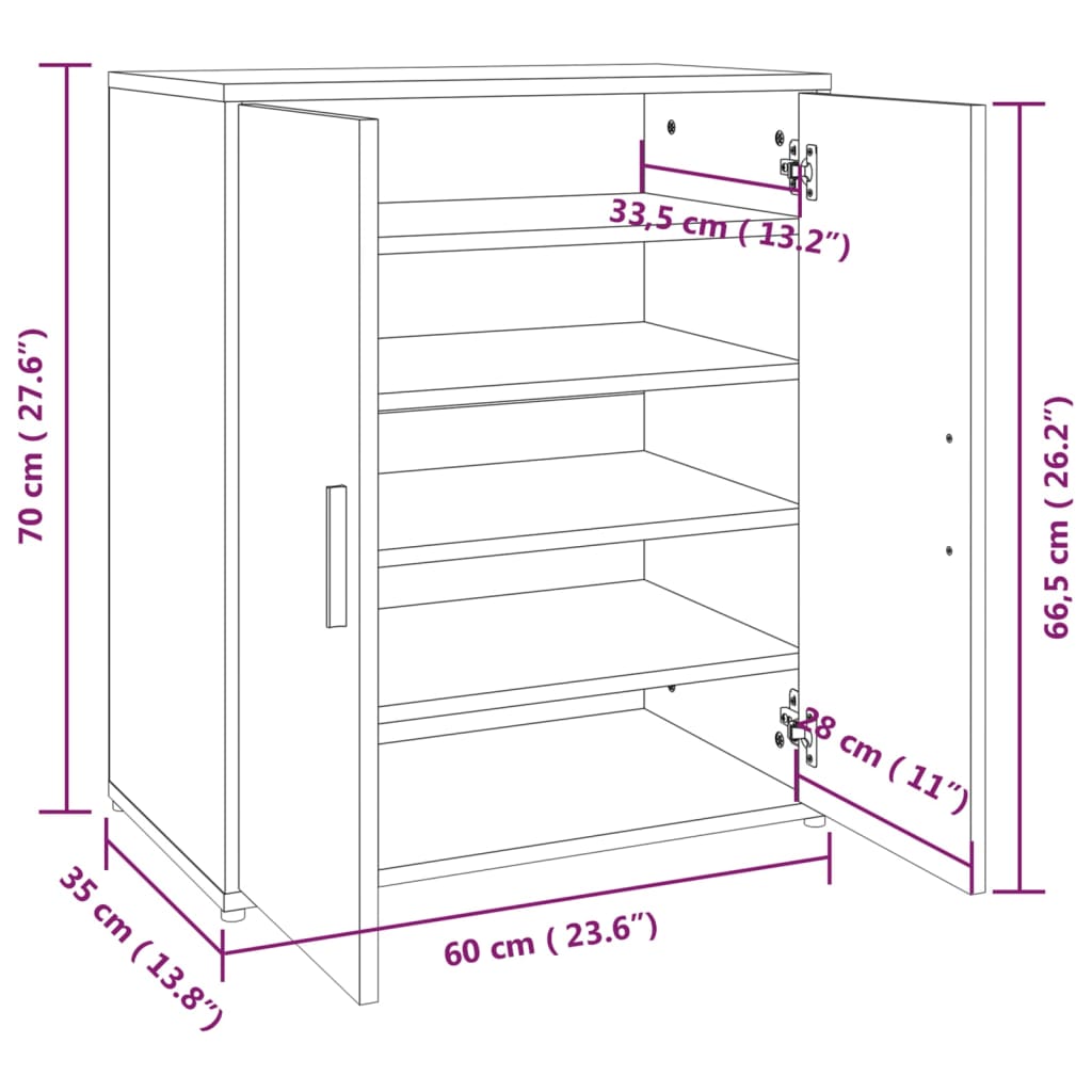 Scarpiera Grigio Sonoma 60x35x70 cm in Legno Multistrato - homemem39