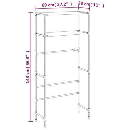 Rastrelliera per Lavatrice a 2 Livelli Grigia 69x28x143cm Ferro - homemem39