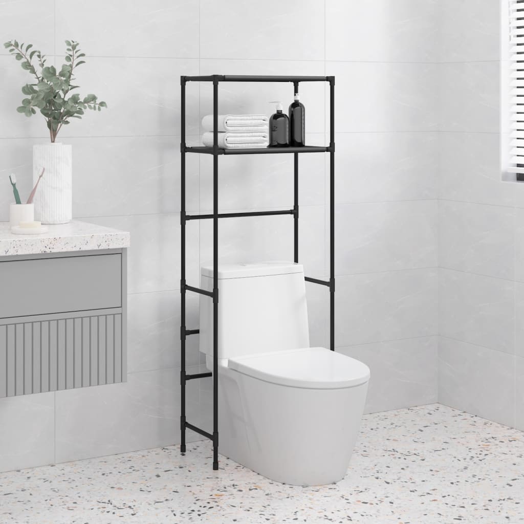 Rastrelliera per Bagno a 2 Livelli Nera 53,5x28x143 cm Ferro - homemem39