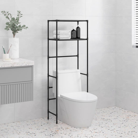 Rastrelliera per Bagno a 2 Livelli Nera 53,5x28x143 cm Ferro - homemem39