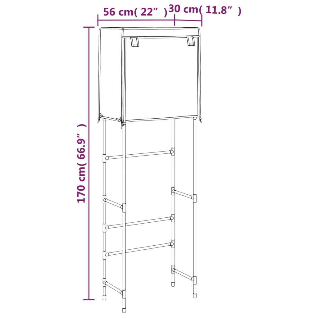 Rastrelliera per Bagno a 2 Livelli Nero 56x30x170 cm Ferro - homemem39