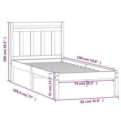 Giroletto 75x190 cm Small Single in Legno Massello - homemem39