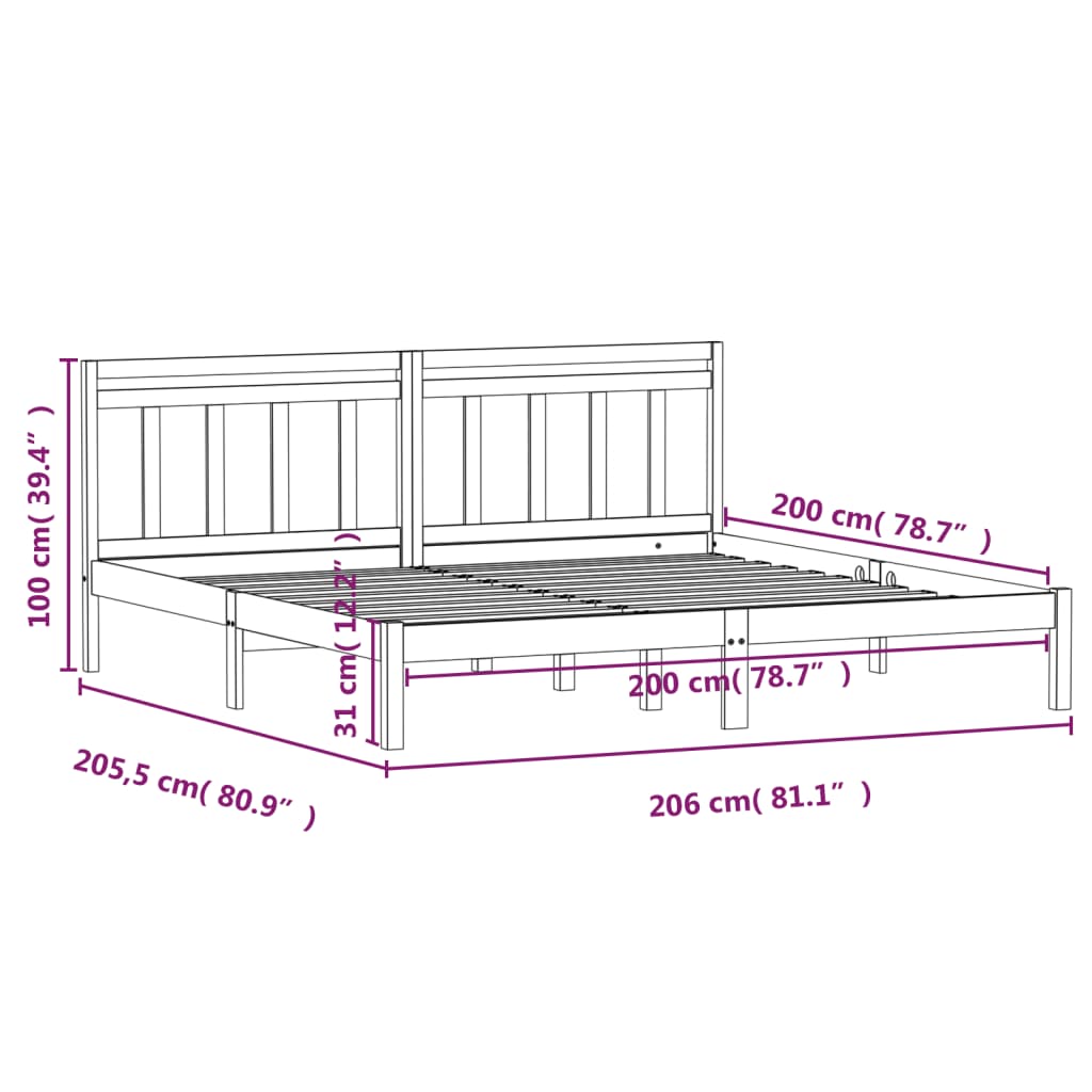 Giroletto Bianco in Legno Massello di Pino 200x200 cm - homemem39