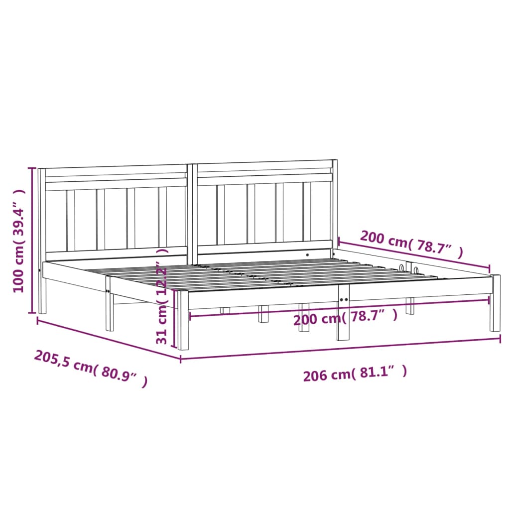 Giroletto Nero in Legno Massello di Pino 200x200 cm - homemem39