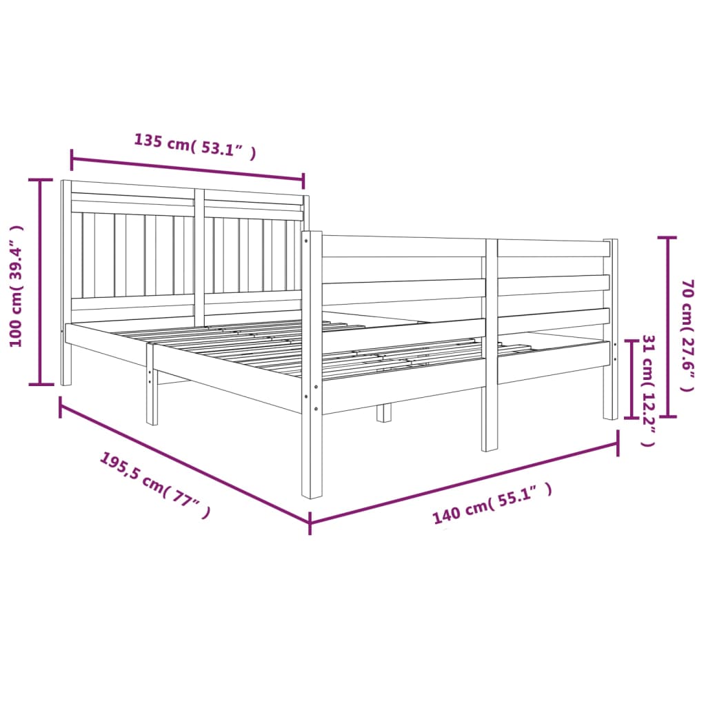 Giroletto 135x190 cm Double in legno Massello - homemem39