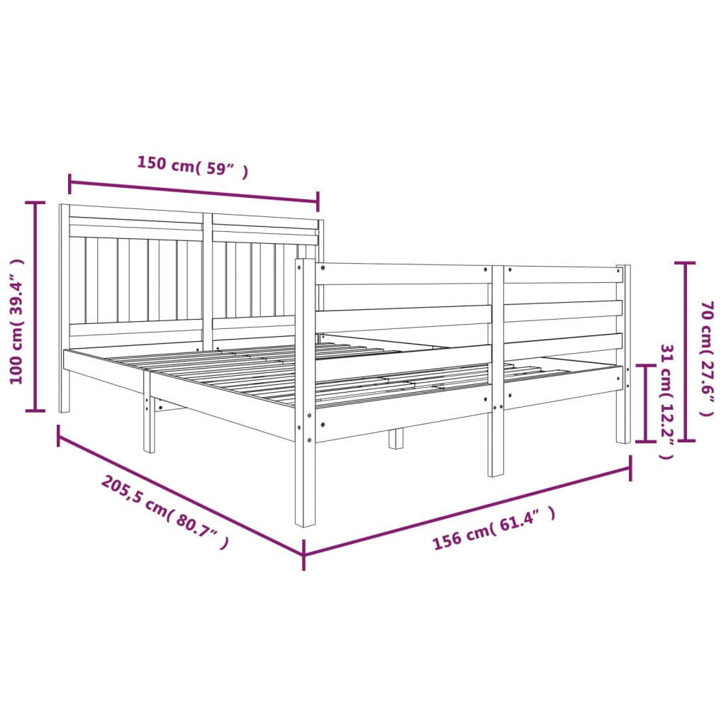 Giroletto in Legno Massello 150x200 cm 5FT King Size - homemem39