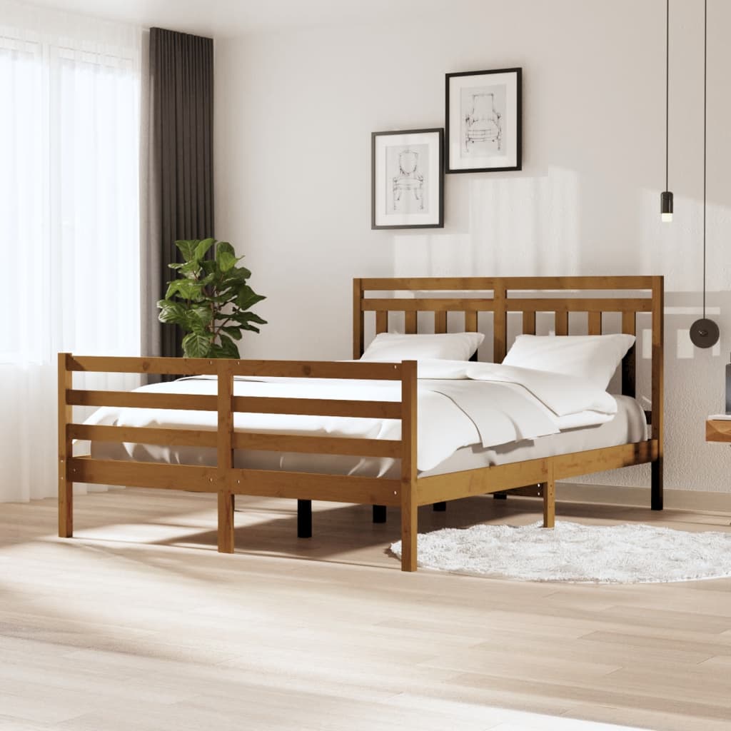 Giroletto Miele in Legno Massello 150x200 cm 5FT King Size - homemem39