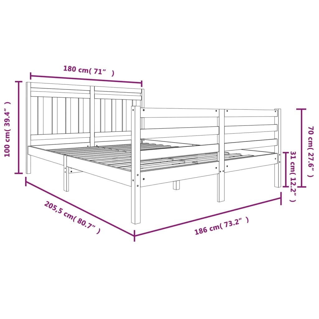 Giroletto in Legno Massello 180x200 cm 6FT Super King - homemem39