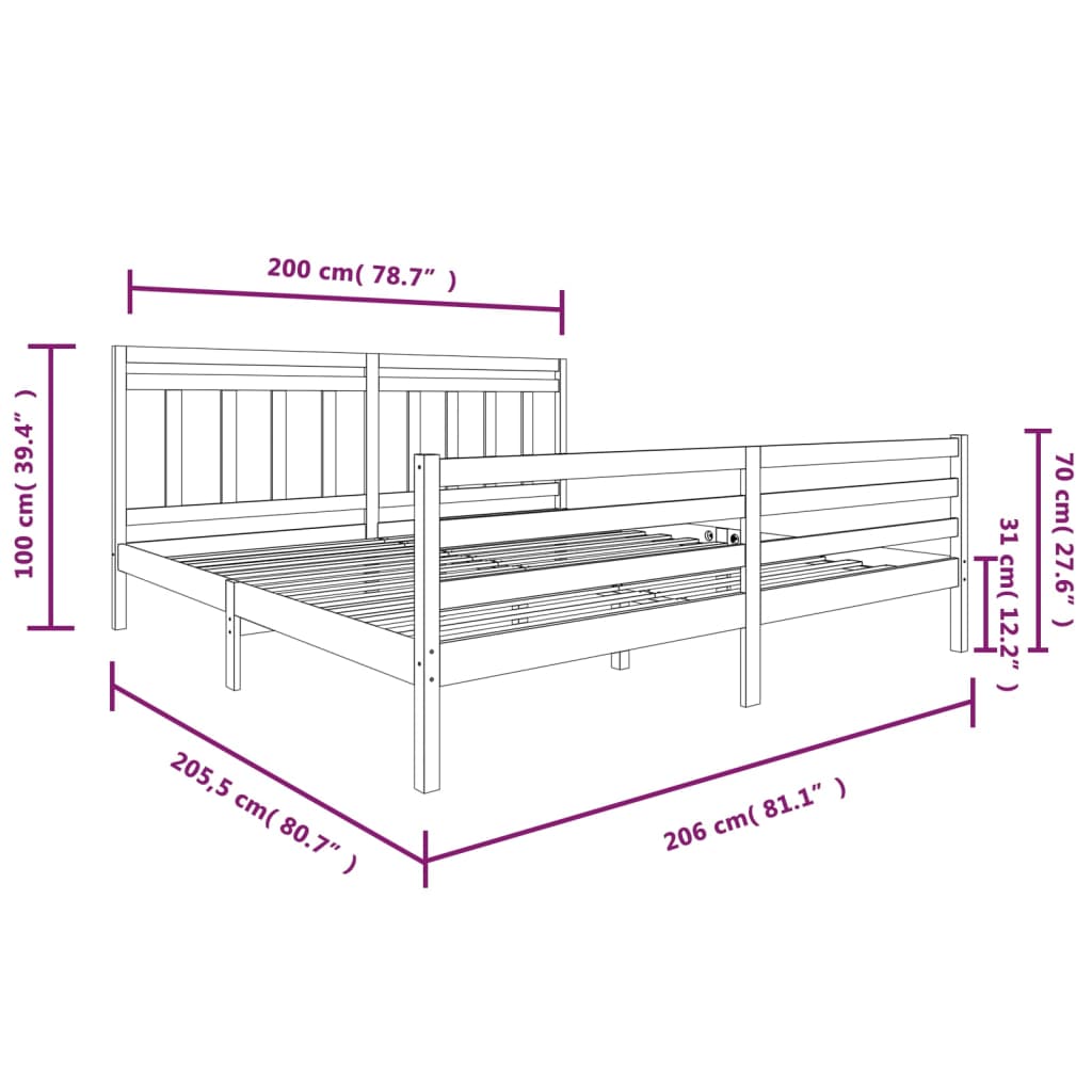 Giroletto Grigio in Legno Massello di Pino 200x200 cm - homemem39