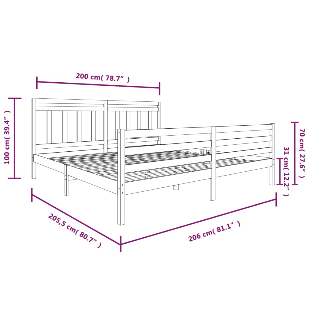 Giroletto Nero in Legno Massello 200x200 cm - homemem39