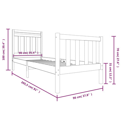 Giroletto Bianco in Legno Massello 90x200 cm - homemem39