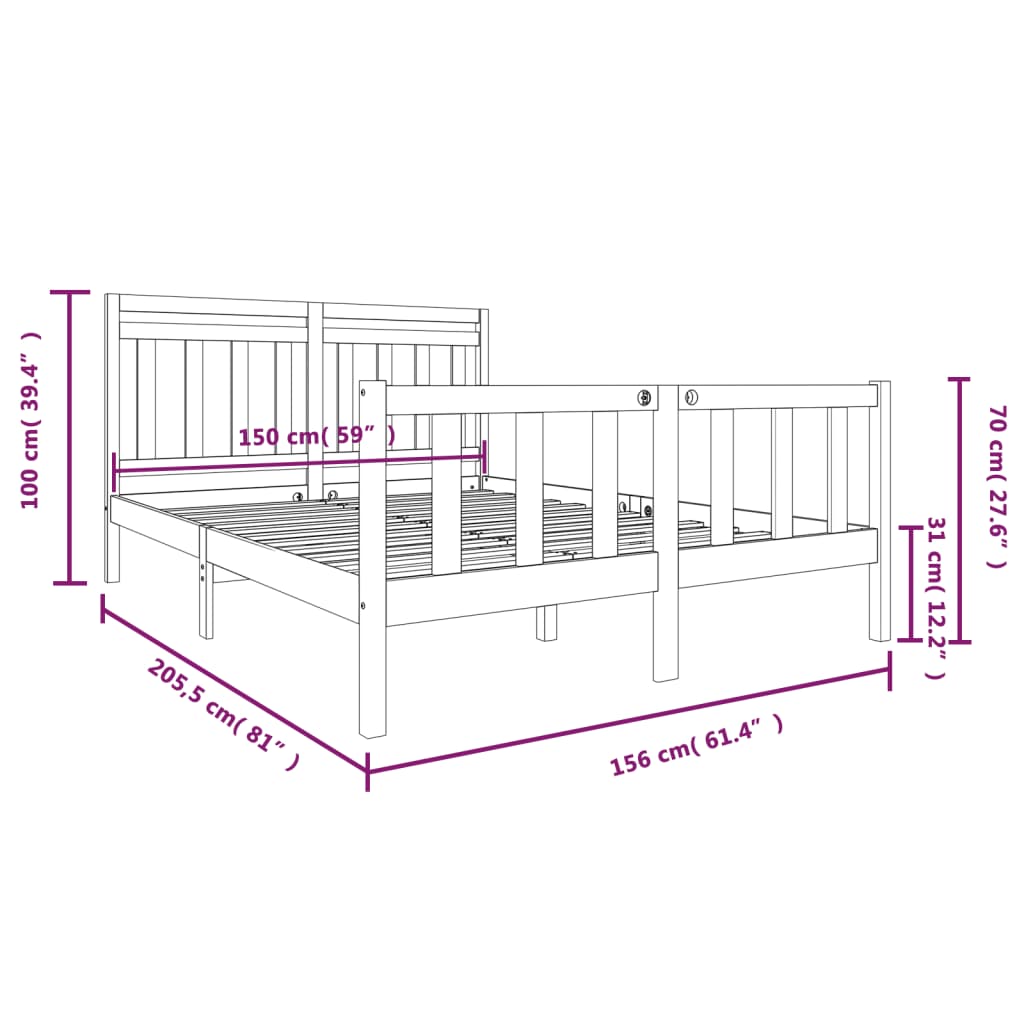 Giroletto in Legno Massello 150x200 cm 5FT King Size - homemem39