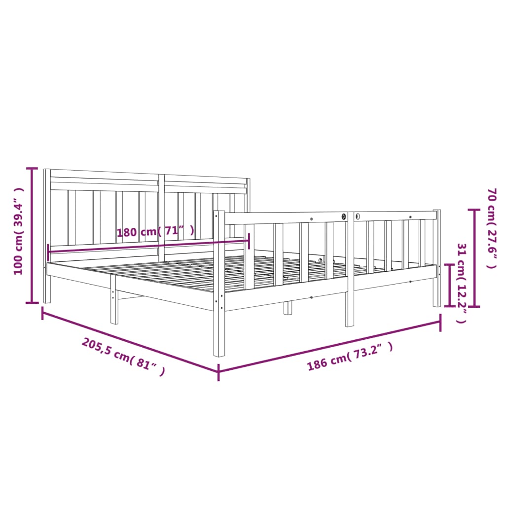 Giroletto in Legno Massello 180x200 cm 6FT Super King - homemem39