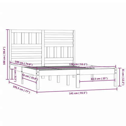 Giroletto in Legno Massello Pino Grigio 135x190 cm 4FT6 Double - homemem39