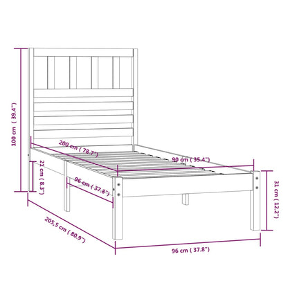 Giroletto Grigio in Legno Massello di Pino 90x200 cm - homemem39