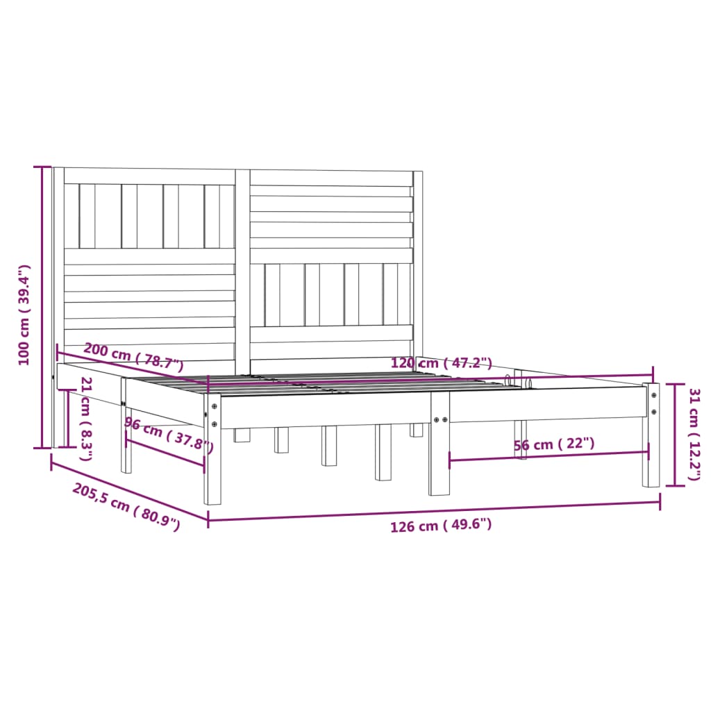 Giroletto Bianco in Legno Massello di Pino 120x200 cm - homemem39