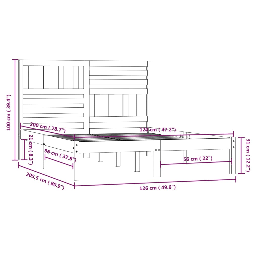 Giroletto Grigio in Legno Massello di Pino 120x200 cm - homemem39