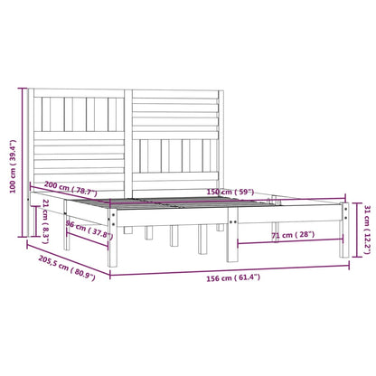 Giroletto Grigio Legno Massello Pino 150x200 cm 5FT King Size - homemem39