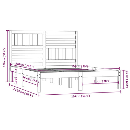 Giroletto Nero 150x200 cm King in Legno Massello di Pino - homemem39