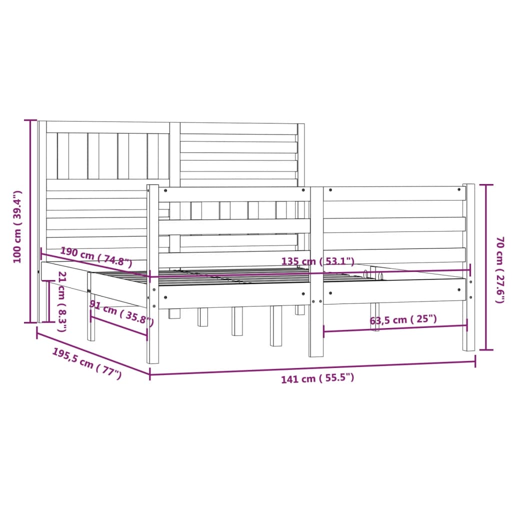 Giroletto 135x190 cm Double in legno Massello - homemem39