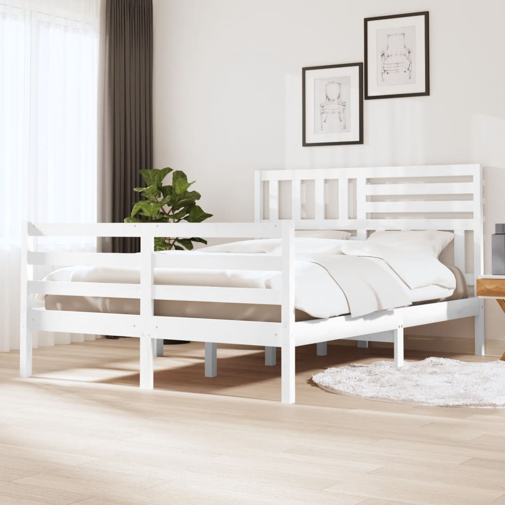 Giroletto Bianco in Legno Massello 135x190 cm 4FT6 Doppio - homemem39