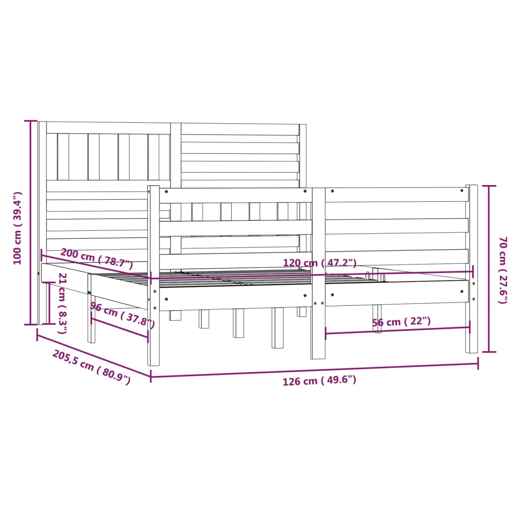 Giroletto Bianco in Legno Massello 120x200 cm - homemem39