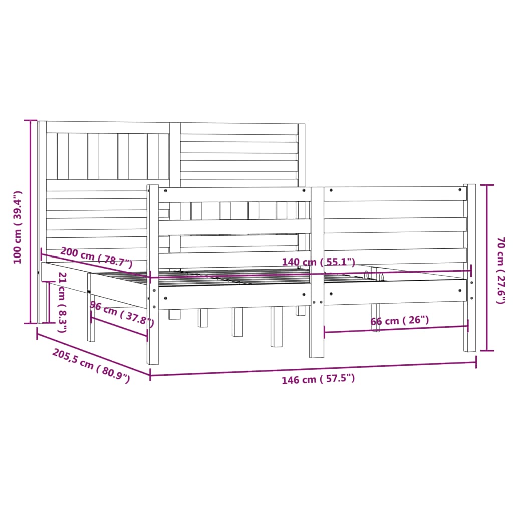 Giroletto Bianco in Legno Massello 140x200 cm - homemem39