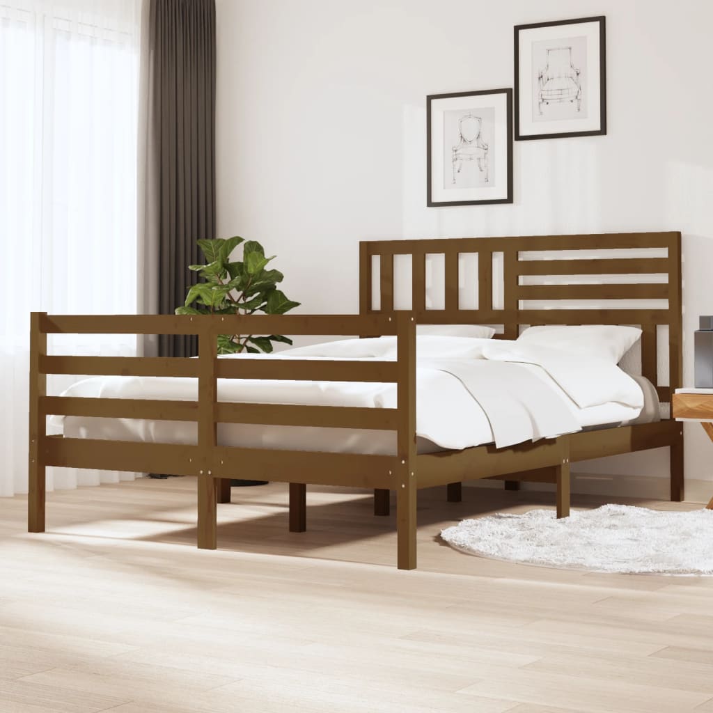 Giroletto Miele in Legno Massello 150x200 cm 5FT King Size - homemem39