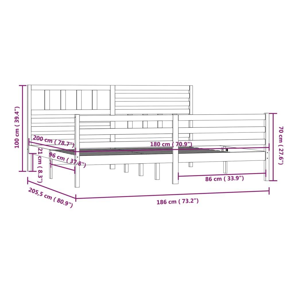 Giroletto Bianco in Legno Massello 180x200 cm 6FT Super King - homemem39