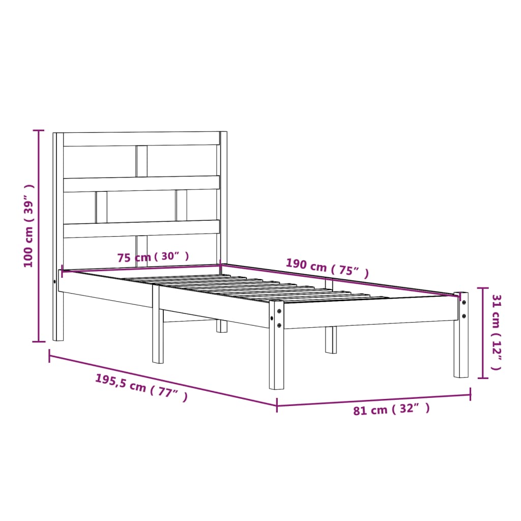 Giroletto 75x190 cm Small Single in Legno Massello - homemem39