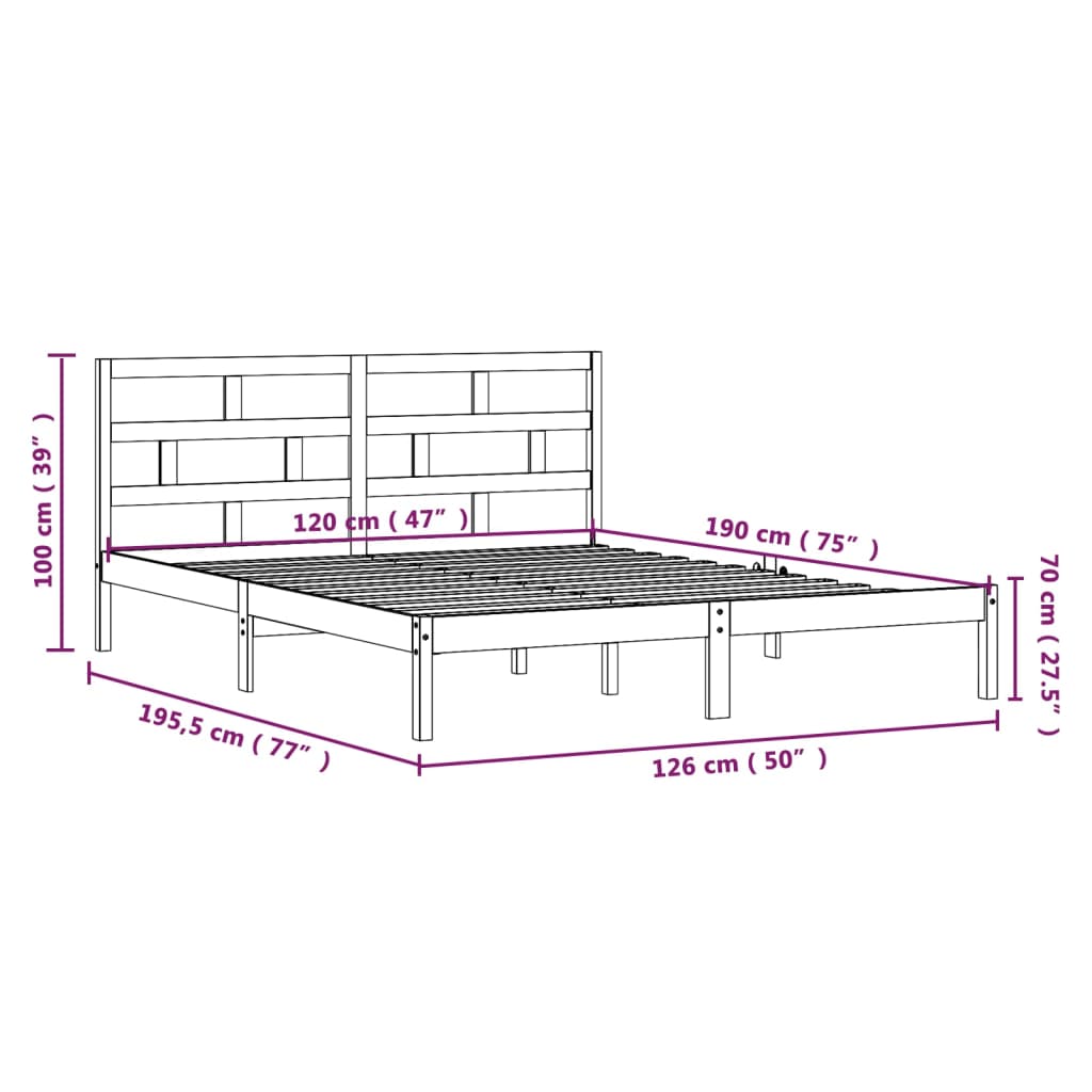 Giroletto in Legno Massello Nero 120x190 cm 4FT Small Double - homemem39