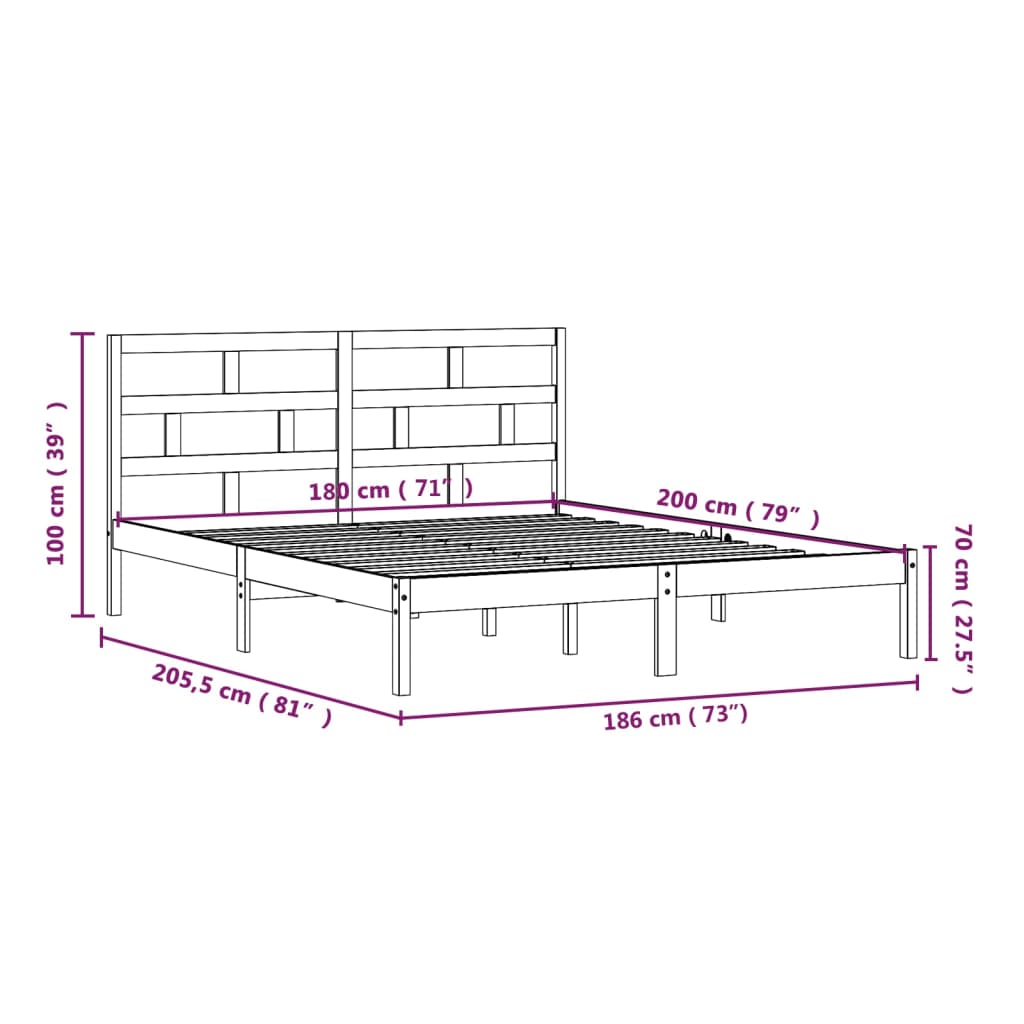 Giroletto Bianco in Legno Massello 180x200 cm 6FT Super King - homemem39