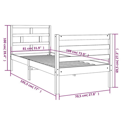 Giroletto Bianco 75x190 cm Small Single in Legno Massello - homemem39