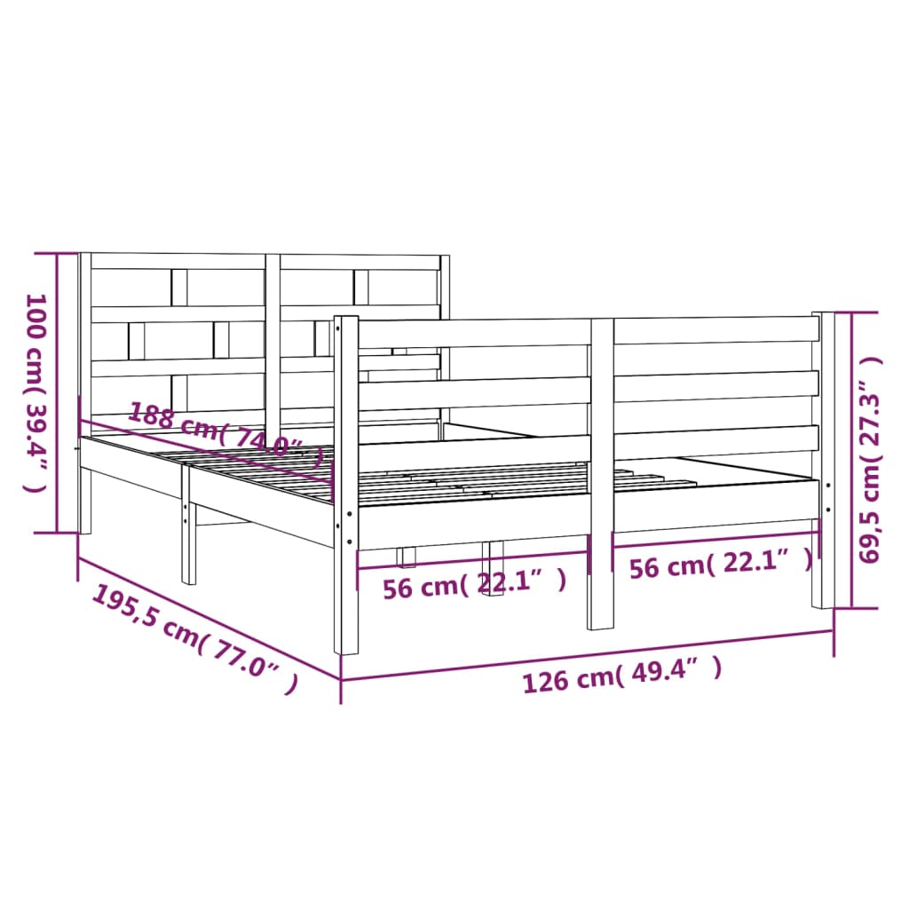 Giroletto Bianco 120x190 cm Small Double in Legno Massello - homemem39