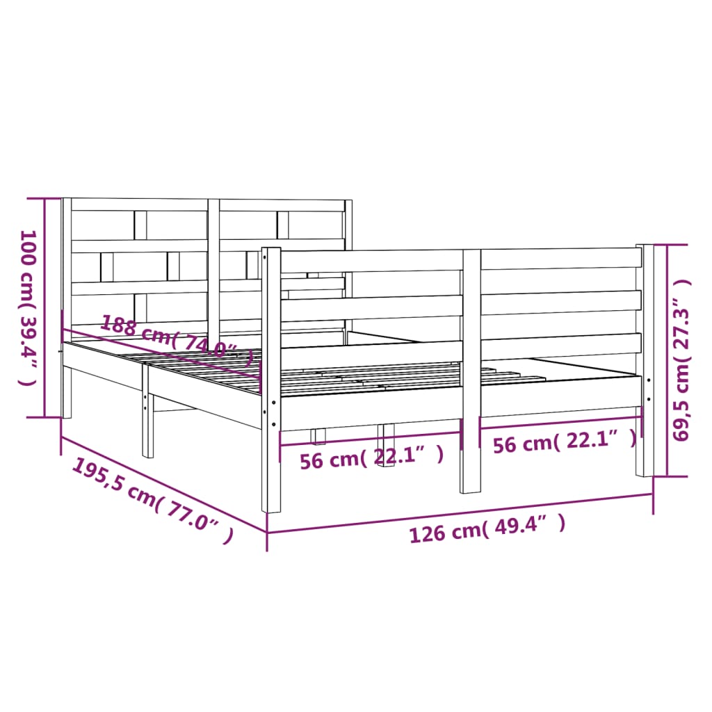 Giroletto Miele in Legno Massello 120x190cm 4FT Small Double - homemem39