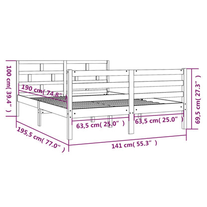 Giroletto Bianco in Legno Massello 135x190 cm 4FT6 Double - homemem39