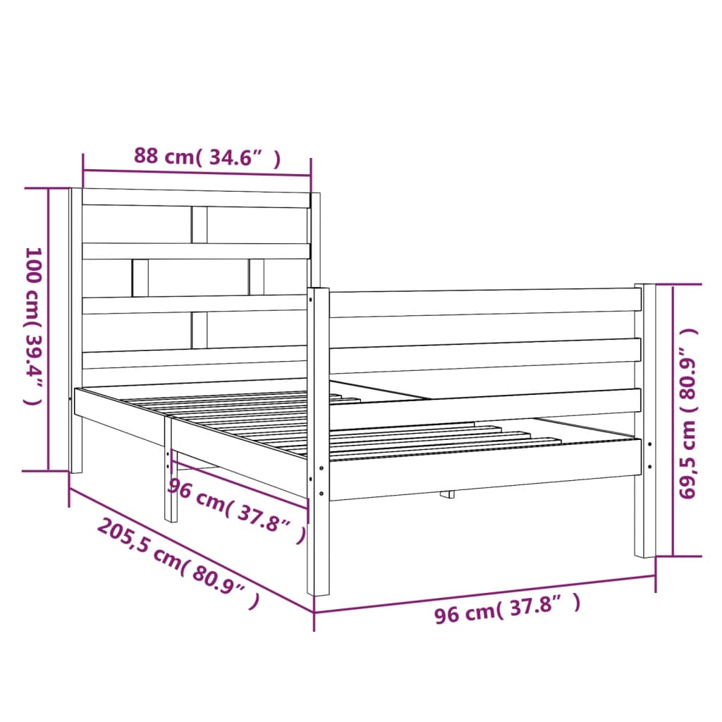 Giroletto in Legno Massello di Pino 90x200 cm - homemem39