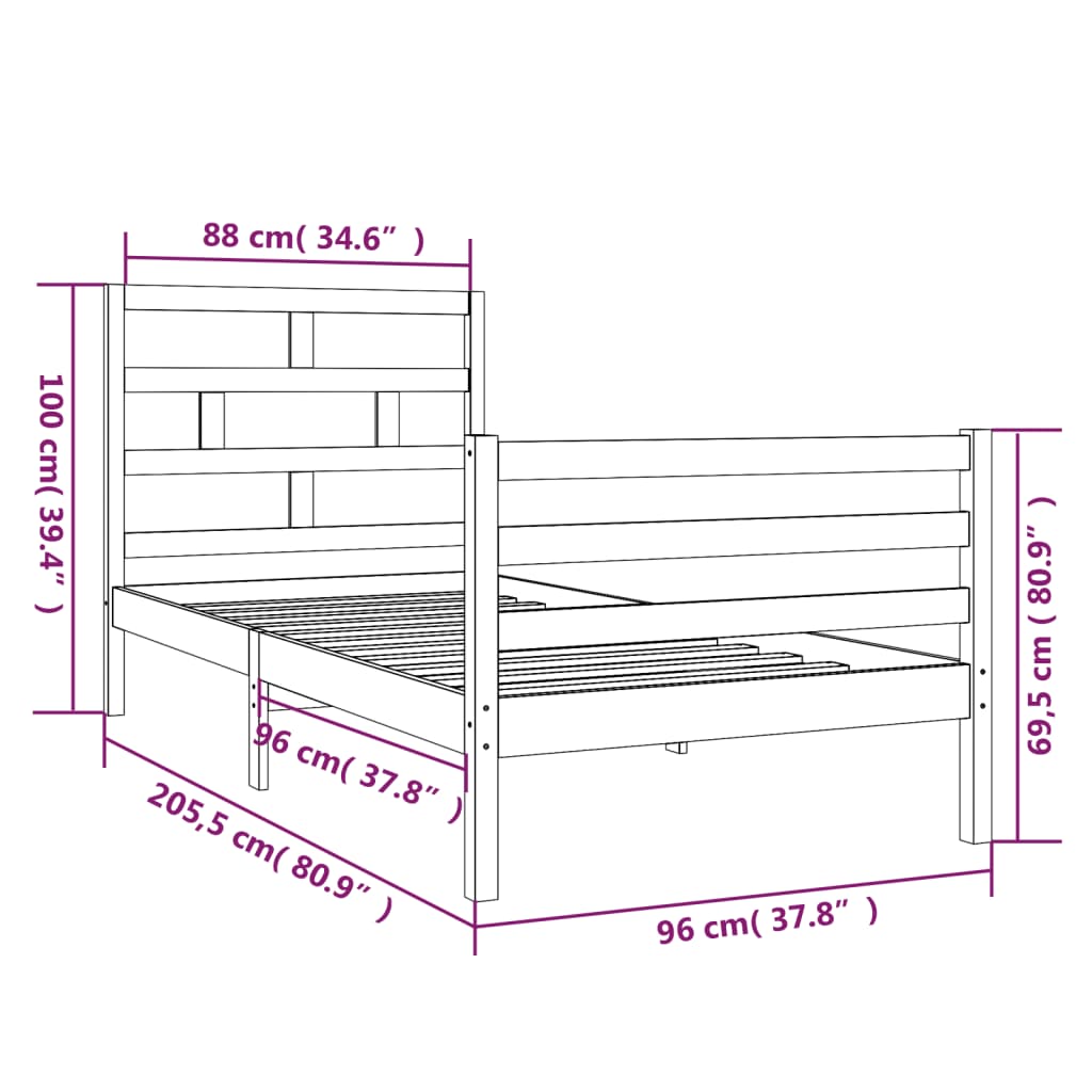 Giroletto in Legno Massello di Pino Bianco 90x200 cm - homemem39