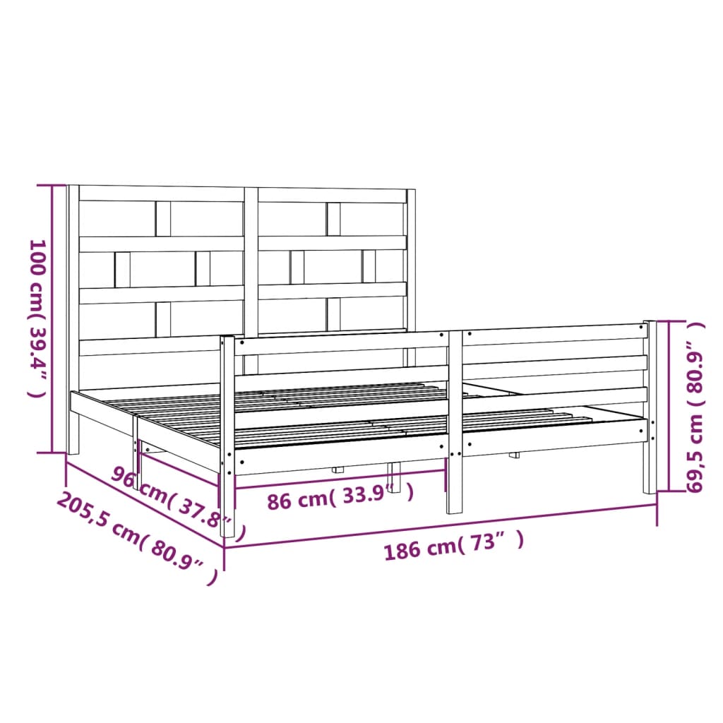 Giroletto Bianco in Legno Massello 180x200 cm 6FT Super King - homemem39