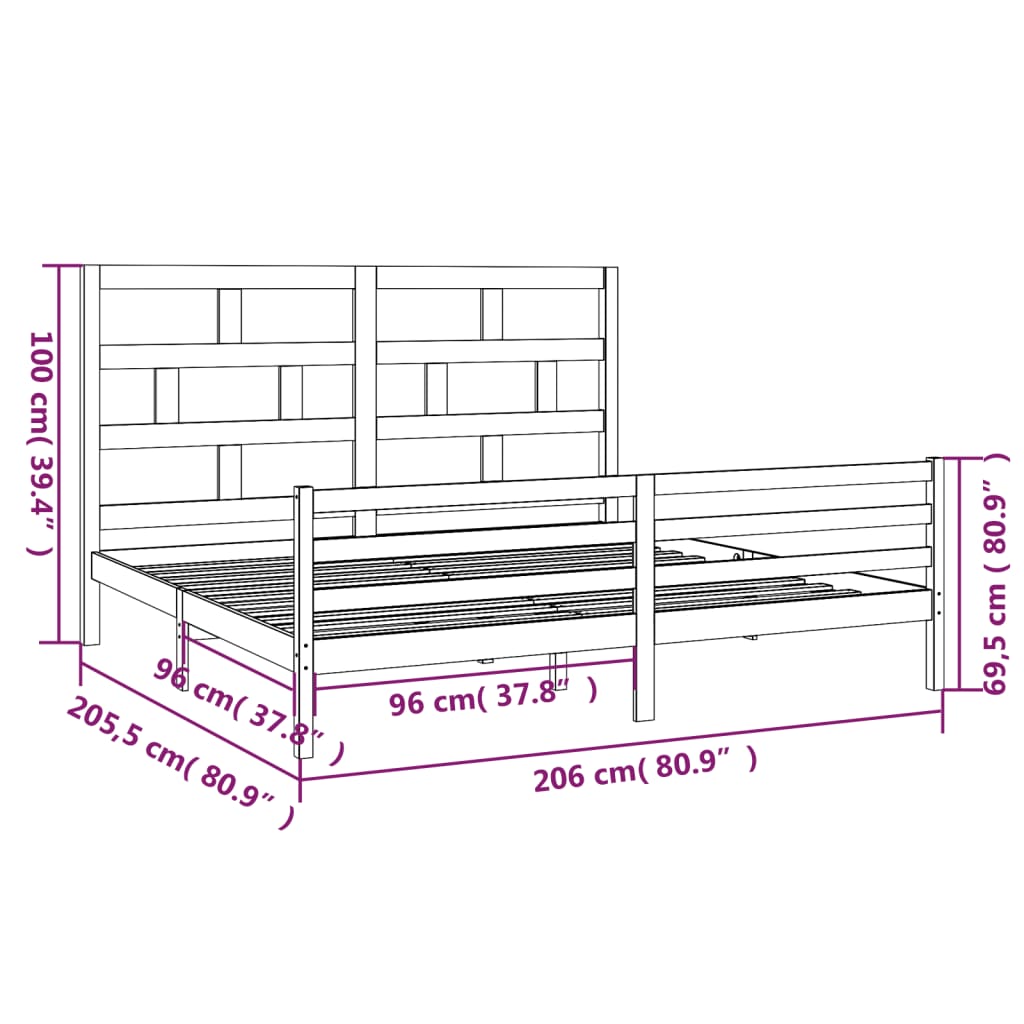 Giroletto Nero in Legno Massello di Pino 200x200 cm - homemem39