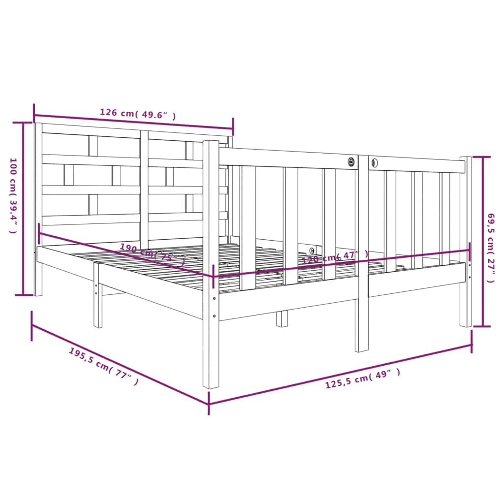 Giroletto in Legno Massello di Pino 120x190cm Small Double - homemem39