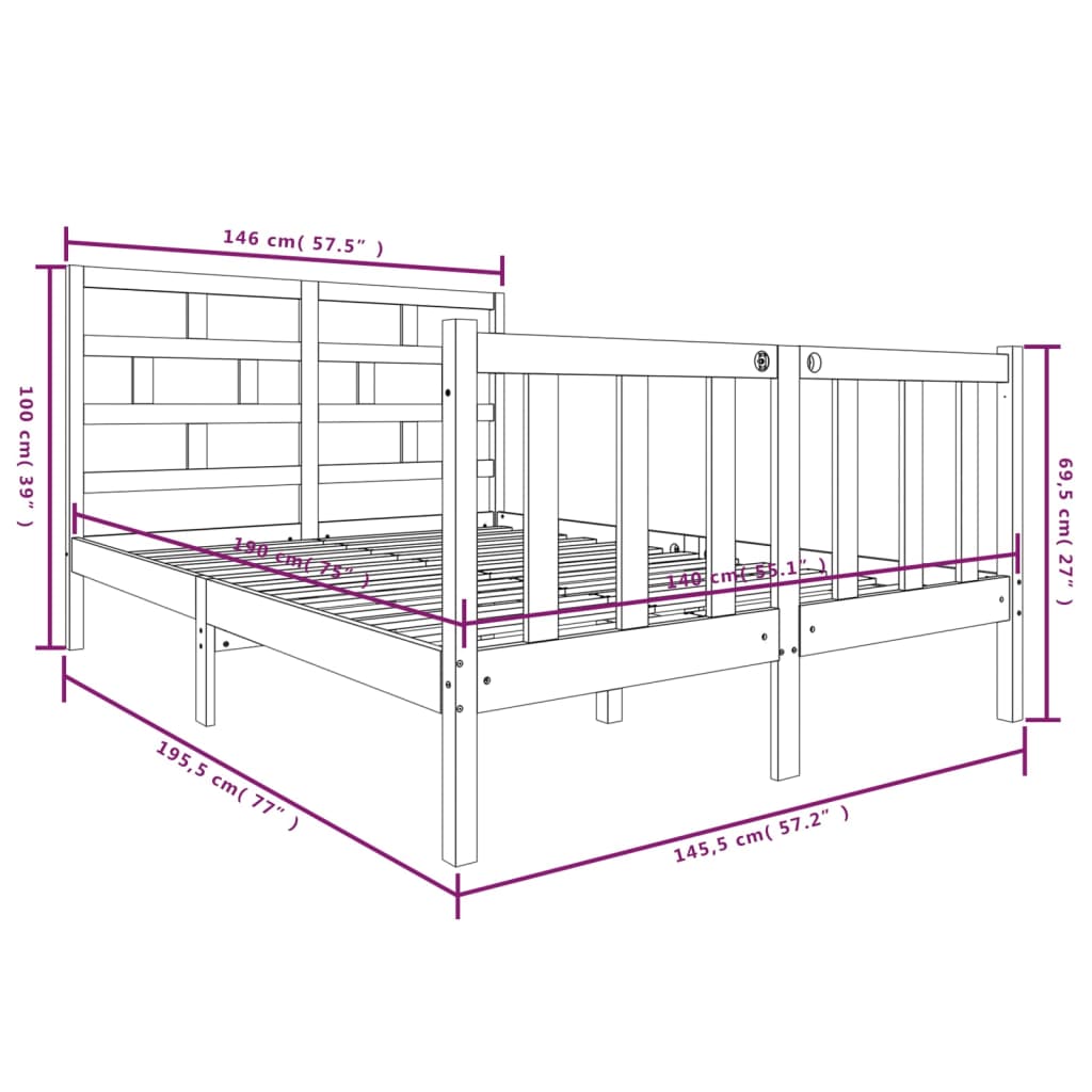 Giroletto in Legno Massello di Pino 140x190 cm - homemem39