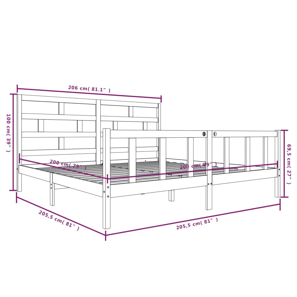 Giroletto Grigio in Legno Massello di Pino 200x200 cm - homemem39