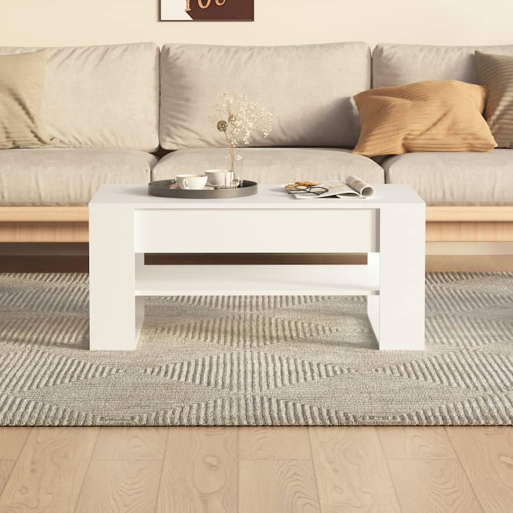 Tavolino da Salotto Bianco 102x55x45 cm Legno Multistrato - homemem39