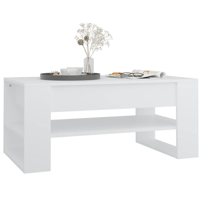 Tavolino da Salotto Bianco 102x55x45 cm Legno Multistrato - homemem39