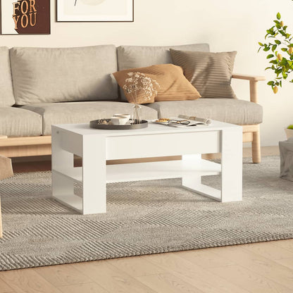 Tavolino da Salotto Bianco 102x55x45 cm Legno Multistrato - homemem39